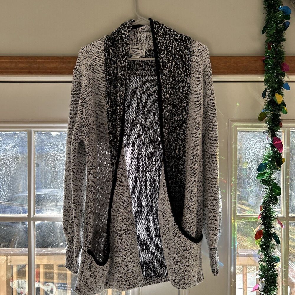 Frankenmuth Vintage Women's M Draped Open Front Woolen Mill Cardigan Sweater